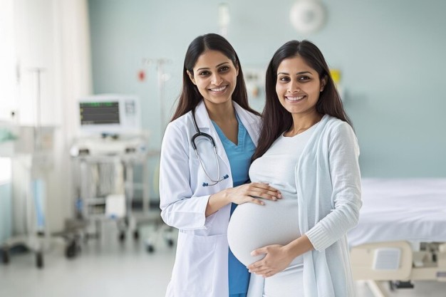 Smiling pediatric doctor with a young patient in a child-friendly clinic in Thane